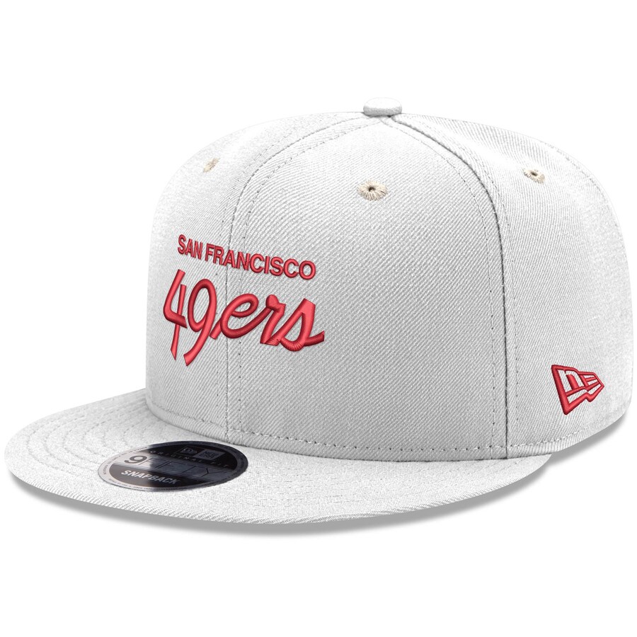 Men's San Francisco 49ers New Era White Script Original Fit 9FIFTY Snapback Hat